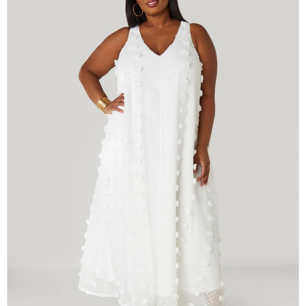 Ashley Stewart White Sleeveless Maxi Dress